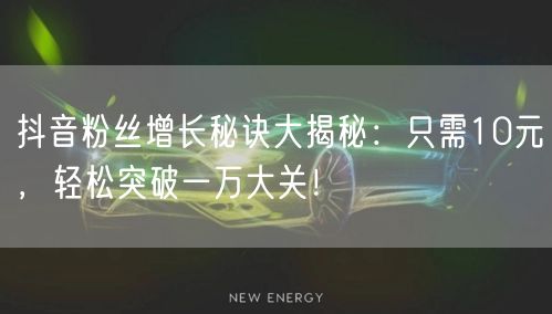 抖音粉丝增长秘诀大揭秘：只需10元，轻松突破一万大关！