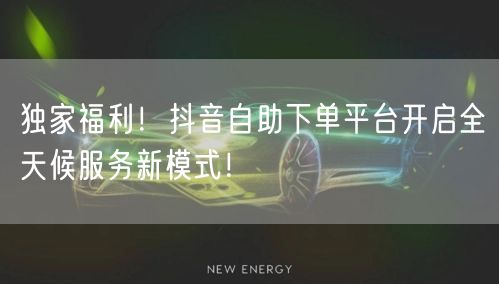 独家福利！抖音自助下单平台开启全天候服务新模式！