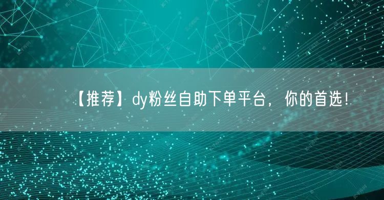 【推荐】dy粉丝自助下单平台，你的首选！