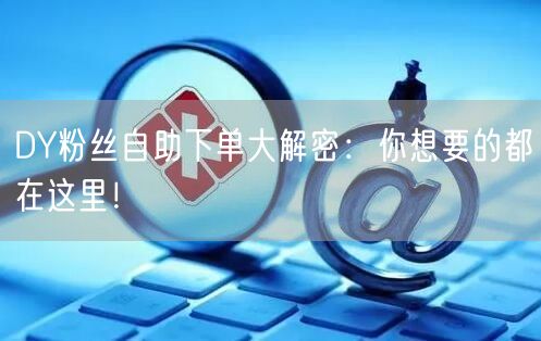 DY粉丝自助下单大解密：你想要的都在这里！