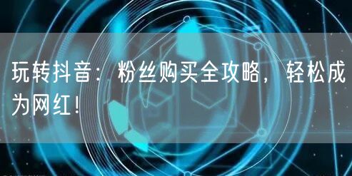 玩转抖音：粉丝购买全攻略，轻松成为网红！